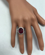 Load image into Gallery viewer, 8.80 Carats Impressive Natural Red Ruby and Diamond 14K White Gold Ring