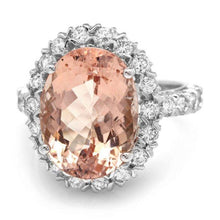 Load image into Gallery viewer, 8.10 Carats Natural Morganite and Diamond 14k Solid White Gold Ring