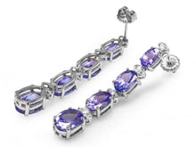 Load image into Gallery viewer, 7.30Ct Natural Tanzanite and Diamond 14K Solid White Gold Earrings