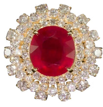 Load image into Gallery viewer, 13.10 Carats Red Ruby and Natural Diamond 14k Solid Yellow Gold Ring