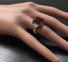 Load image into Gallery viewer, 13.00 Carats Impressive Natural Red Ruby and Diamond 14K White Gold Ring