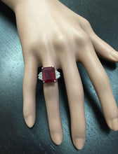 Load image into Gallery viewer, 13.00 Carats Impressive Natural Red Ruby and Diamond 14K White Gold Ring