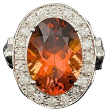 Load image into Gallery viewer, 7.60 Carats Natural Citrine and Diamond 14K Solid White Gold Ring