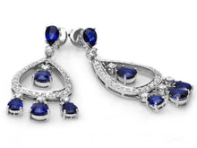 Load image into Gallery viewer, 8.90 Carats Natural Sapphire and Diamond 14K Solid White Gold Earrings