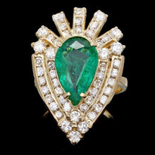 Load image into Gallery viewer, 4.70 Carats Natural Emerald &amp; Diamond 14k Solid Yellow Gold Ring