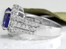 Load image into Gallery viewer, 5.15 Carats Natural Very Nice Looking Tanzanite and Diamond 14K Solid White Gold Ring