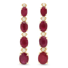 Load image into Gallery viewer, Exquisite 7.30 Carats Natural Red Ruby and Diamond 14K Solid Yellow Gold Earrings