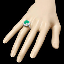 Load image into Gallery viewer, 4.40ct Natural Emerald &amp; Diamond 14k Solid White Gold Ring