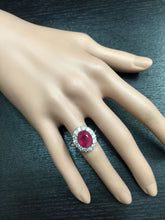 Load image into Gallery viewer, 6.15 Carats Impressive Natural Red Ruby and Diamond 14K White Gold Ring