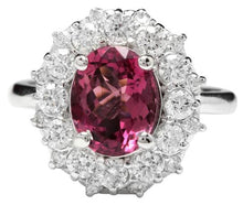 Load image into Gallery viewer, 3.95 Carats Natural Very Nice Looking Pink Tourmaline and Diamond 14K Solid White Gold Ring