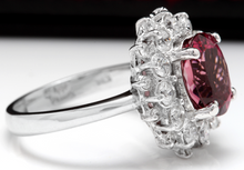 Load image into Gallery viewer, 3.95 Carats Natural Very Nice Looking Pink Tourmaline and Diamond 14K Solid White Gold Ring