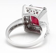 Load image into Gallery viewer, 8.05 Carats Impressive Natural Red Ruby and Diamond 14K White Gold Ring