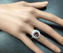 Load image into Gallery viewer, 3.95 Carats Natural Very Nice Looking Pink Tourmaline and Diamond 14K Solid White Gold Ring