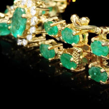 Load image into Gallery viewer, Impressive 13.30 Carats Natural Emerald &amp; Diamond 14K Solid Yellow Gold Bracelet