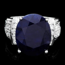 Load image into Gallery viewer, 14.00 Carats Natural Sapphire and Diamond 14k Solid White Gold Ring