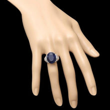 Load image into Gallery viewer, 14.00 Carats Natural Sapphire and Diamond 14k Solid White Gold Ring