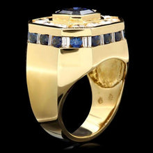 Load image into Gallery viewer, 10.50 Carats Natural Sapphire and Diamond 18k Solid Yellow Gold Men's Ring
