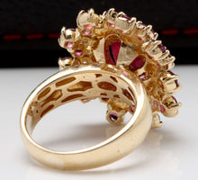 Load image into Gallery viewer, 9.57 Carats Impressive Natural Red Ruby and Diamond 14K Yellow Gold Ring