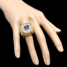 Load image into Gallery viewer, 10.50 Carats Natural Sapphire and Diamond 18k Solid Yellow Gold Men's Ring