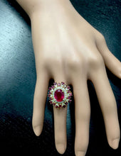 Load image into Gallery viewer, 9.57 Carats Impressive Natural Red Ruby and Diamond 14K Yellow Gold Ring