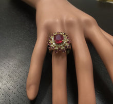 Load image into Gallery viewer, 9.57 Carats Impressive Natural Red Ruby and Diamond 14K Yellow Gold Ring