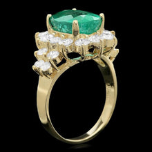 Load image into Gallery viewer, 5.90 Carats Natural Emerald and Diamond 14K Solid Yellow Gold Ring