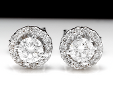 Load image into Gallery viewer, Exquisite .80 Carats Natural Diamond 14K Solid White Gold Stud Earrings