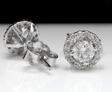 Load image into Gallery viewer, Exquisite .80 Carats Natural Diamond 14K Solid White Gold Stud Earrings
