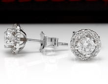 Load image into Gallery viewer, Exquisite .95 Carats Natural Diamond 14K Solid White Gold Stud Earrings
