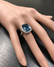 Load image into Gallery viewer, 9.75 Carats Natural Impressive London Blue Topaz and Diamond 14K Yellow Gold Ring