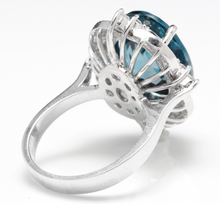 Load image into Gallery viewer, 12.75 Carats Natural Impressive London Blue Topaz and Diamond 14K White Gold Ring