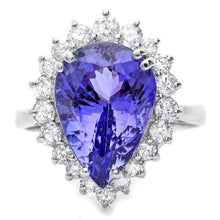 Load image into Gallery viewer, 6.50 Carats Natural Tanzanite and Diamond 18k Solid White Gold Ring