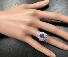 Load image into Gallery viewer, 4.20 Carats Natural Very Nice Looking Tanzanite and Diamond 14K Solid White Gold Ring