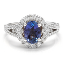 Load image into Gallery viewer, 2.50 Carats Natural Very Nice Looking Tanzanite and Diamond 14K Solid White Gold Ring
