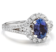 Load image into Gallery viewer, 2.50 Carats Natural Very Nice Looking Tanzanite and Diamond 14K Solid White Gold Ring