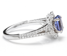 Load image into Gallery viewer, 2.50 Carats Natural Very Nice Looking Tanzanite and Diamond 14K Solid White Gold Ring