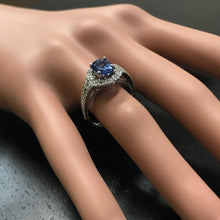 Load image into Gallery viewer, 2.50 Carats Natural Very Nice Looking Tanzanite and Diamond 14K Solid White Gold Ring