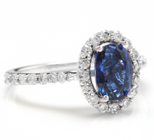 Load image into Gallery viewer, 2.90 Carats Exquisite Natural Blue Sapphire and Diamond 14K Solid White Gold Ring