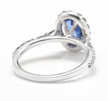 Load image into Gallery viewer, 2.90 Carats Exquisite Natural Blue Sapphire and Diamond 14K Solid White Gold Ring