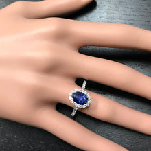 Load image into Gallery viewer, 2.90 Carats Exquisite Natural Blue Sapphire and Diamond 14K Solid White Gold Ring