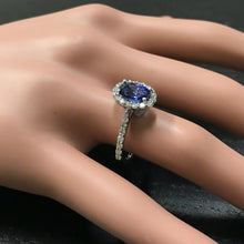 Load image into Gallery viewer, 2.90 Carats Exquisite Natural Blue Sapphire and Diamond 14K Solid White Gold Ring
