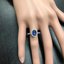 Load image into Gallery viewer, 2.90 Carats Exquisite Natural Blue Sapphire and Diamond 14K Solid White Gold Ring