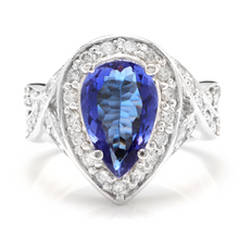Load image into Gallery viewer, 4.80 Carats Natural Very Nice Looking Tanzanite and Diamond 14K Solid White Gold Ring