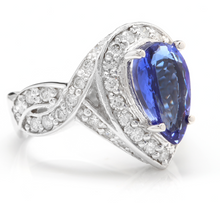 Load image into Gallery viewer, 4.80 Carats Natural Very Nice Looking Tanzanite and Diamond 14K Solid White Gold Ring