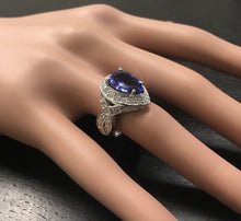 Load image into Gallery viewer, 4.80 Carats Natural Very Nice Looking Tanzanite and Diamond 14K Solid White Gold Ring