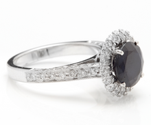 Load image into Gallery viewer, 2.35 Carats Exquisite Natural Blue Sapphire and Diamond 14K Solid White Gold Ring