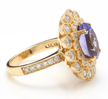 Load image into Gallery viewer, 5.50 Carats Natural Very Nice Looking Tanzanite and Diamond 14K Solid Yellow Gold Ring
