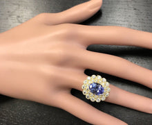 Load image into Gallery viewer, 5.50 Carats Natural Very Nice Looking Tanzanite and Diamond 14K Solid Yellow Gold Ring