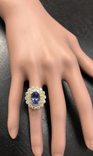 Load image into Gallery viewer, 5.50 Carats Natural Very Nice Looking Tanzanite and Diamond 14K Solid Yellow Gold Ring