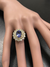 Load image into Gallery viewer, 5.50 Carats Natural Very Nice Looking Tanzanite and Diamond 14K Solid Yellow Gold Ring
